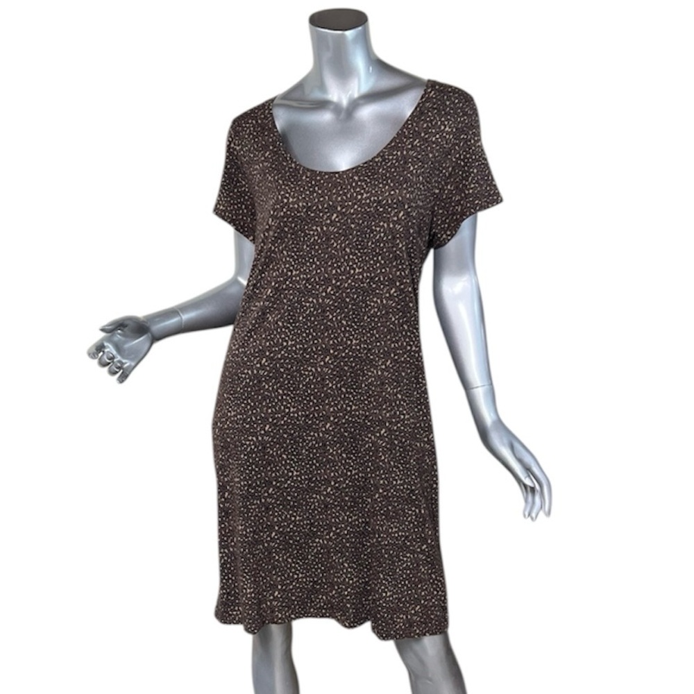 Social Standard by Sanctuary Gia Scoop Neck T Shirt Dress Leopard Taupe Brown XL